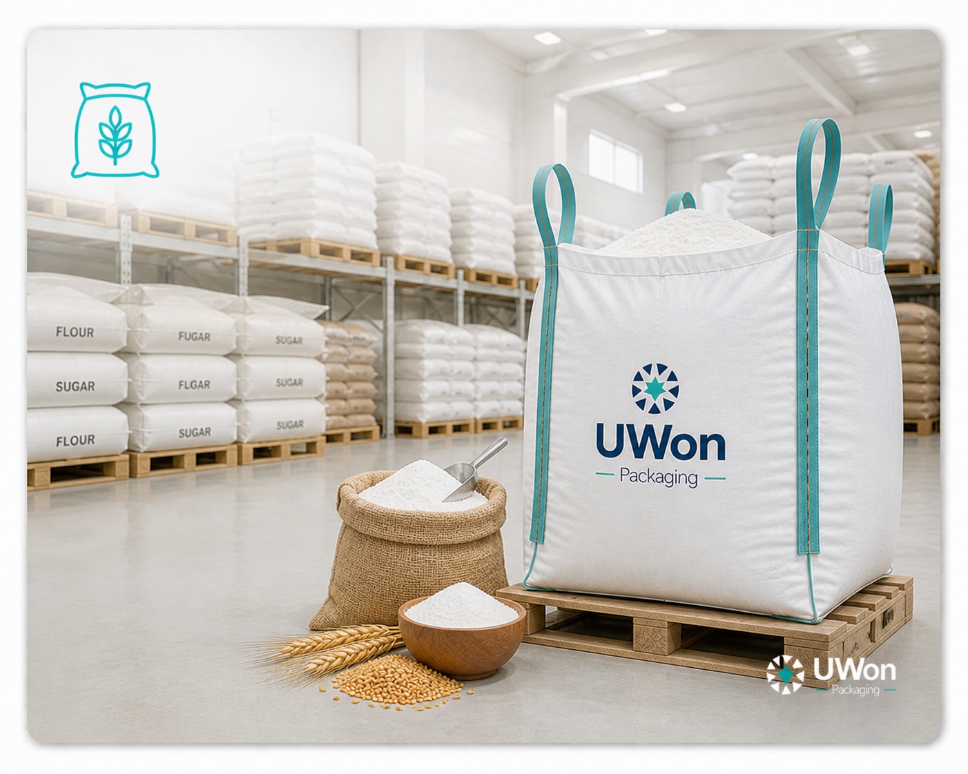 Food grade FIBC bags for sugar flour grains and dry food ingredients