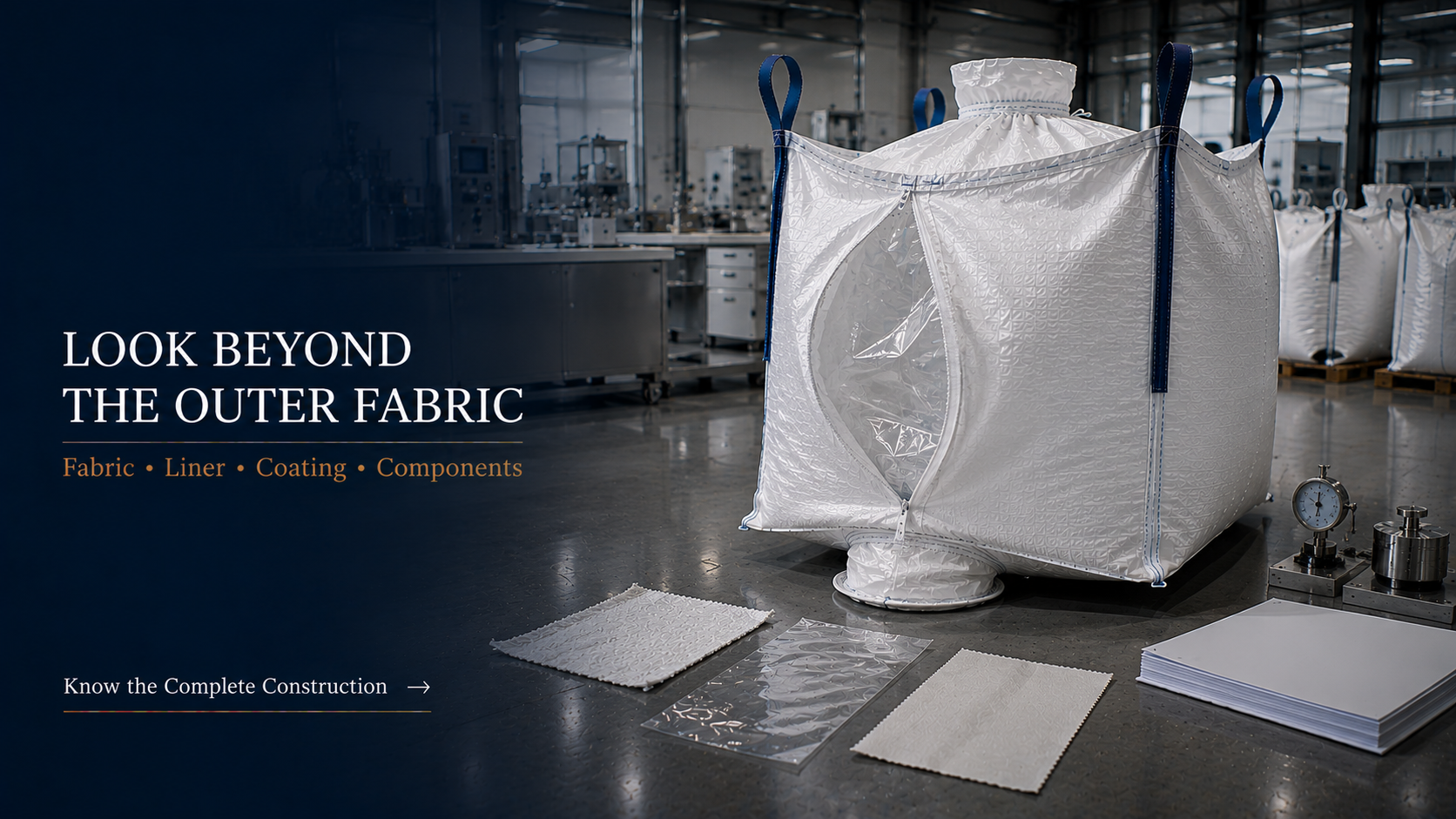 FIBC material construction including woven polypropylene liner and coating