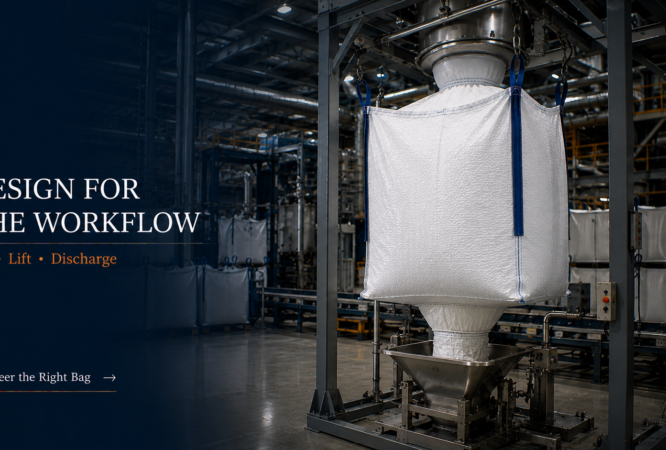 FIBC Jumbo Bag filling lifting and discharge industrial workflow