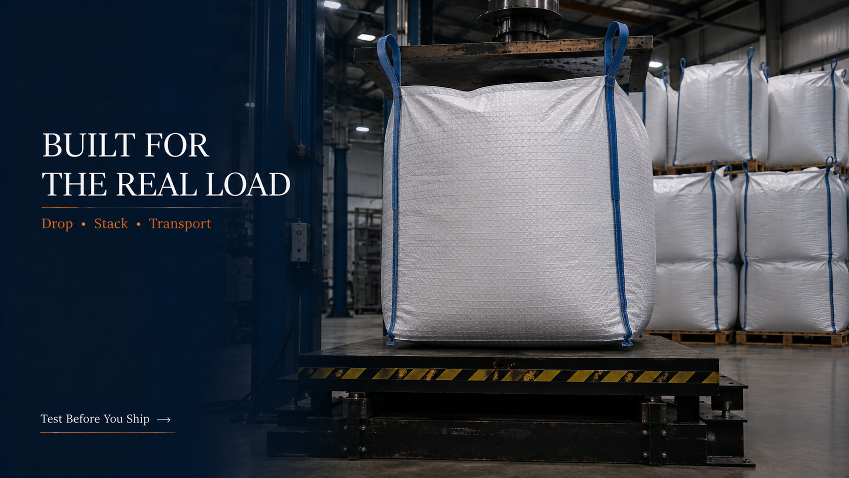 FIBC drop and stacking performance testing for bulk bags