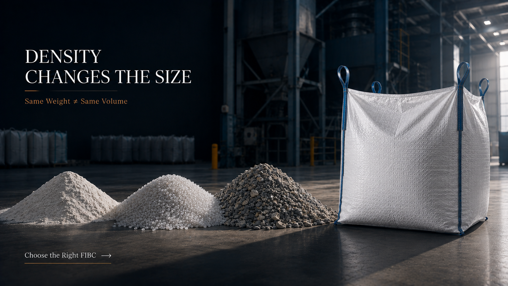 FIBC dimensions based on bulk material density and volume