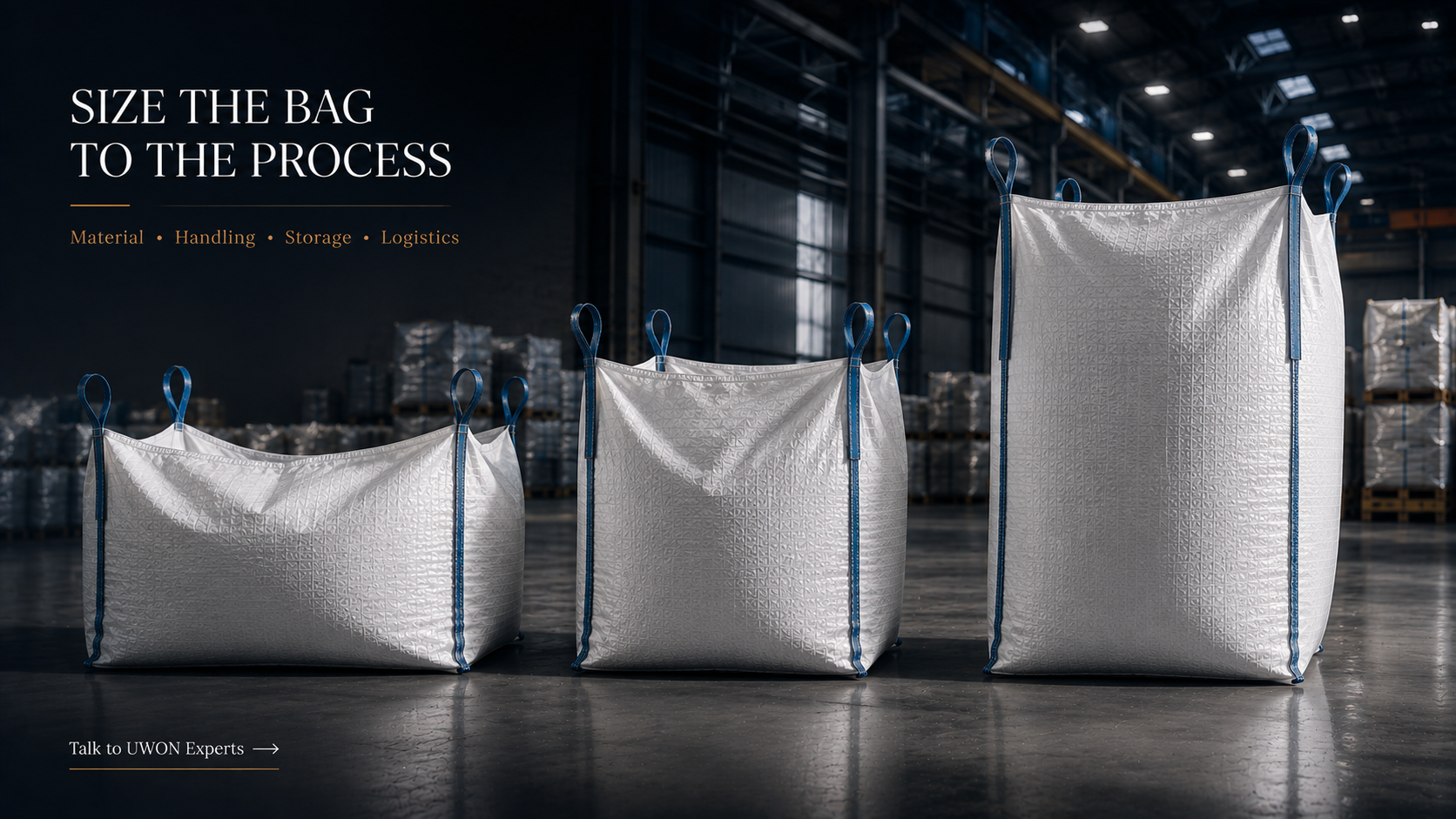 FIBC dimensions based on bulk material density and volume