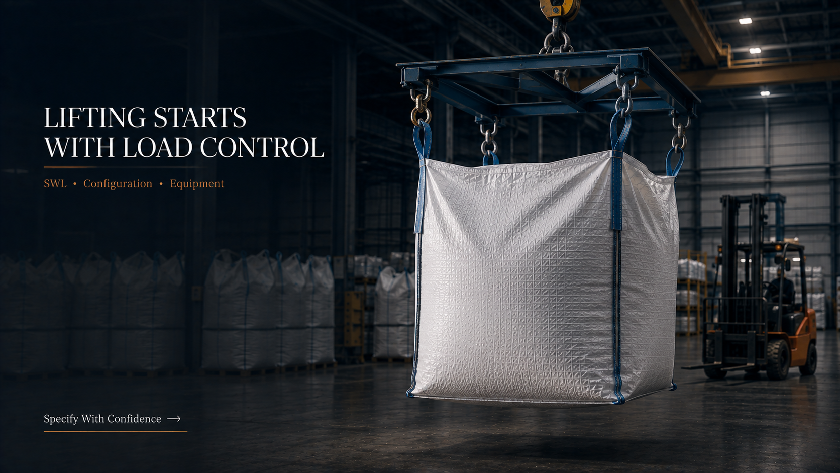 FIBC lifting loops supporting safe load distribution during handling