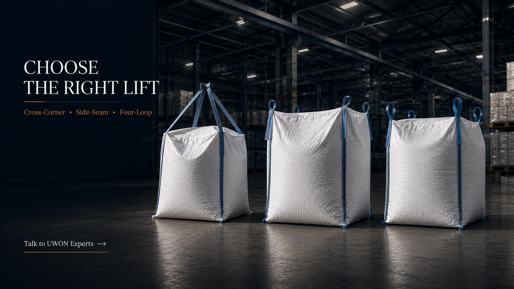 FIBC lifting loops including cross-corner side-seam and four-loop configurations