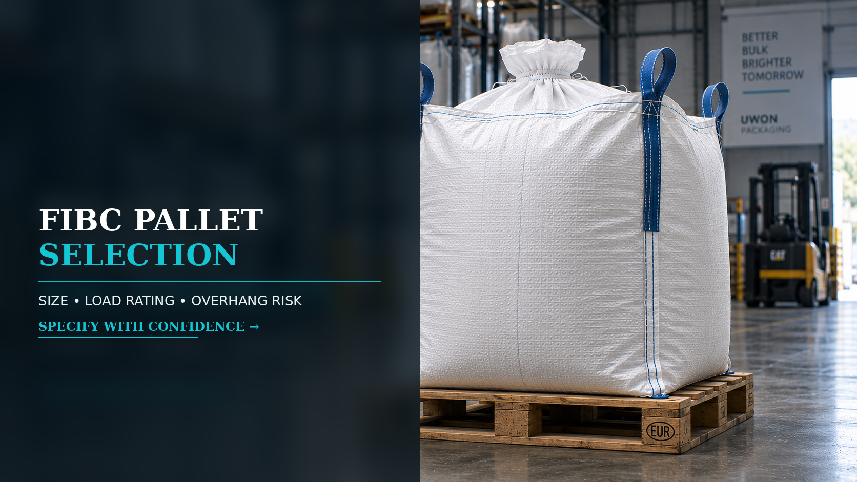 FIBC pallet selection showing bag footprint load rating and overhang risk